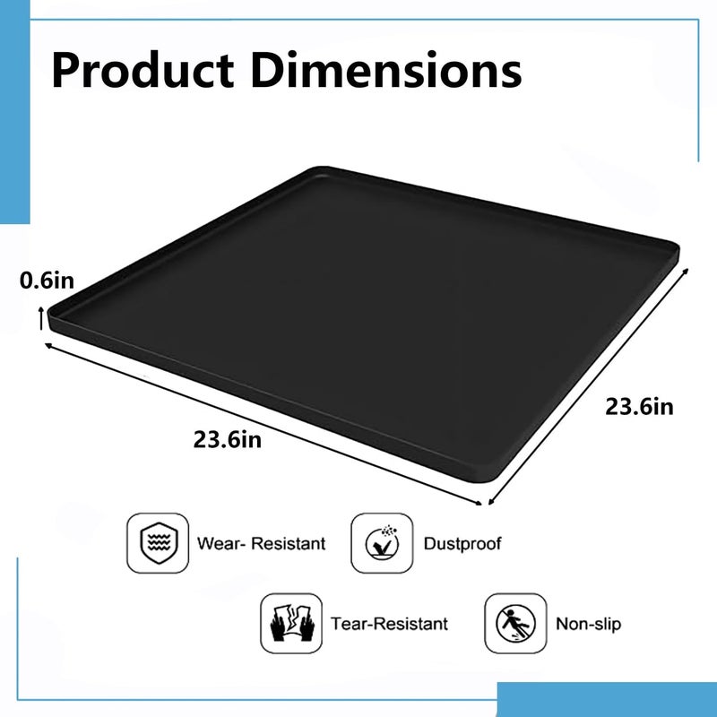 BOYUZHE Mini Fridge Mat, 24x24 Inch Silicone Protective Drip Tray with Raised Edge - Leak Proof Floor Guard for Water Dispenser, Washer, Dryer, Pet Bowls - Easy Clean & Foldable - Image 2